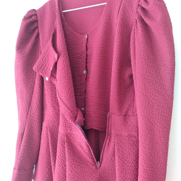 Mennonite Dress 41" Bust 36" Waist Old Colony Cape Bodice Stretchy Burgundy - Picture 12 of 12